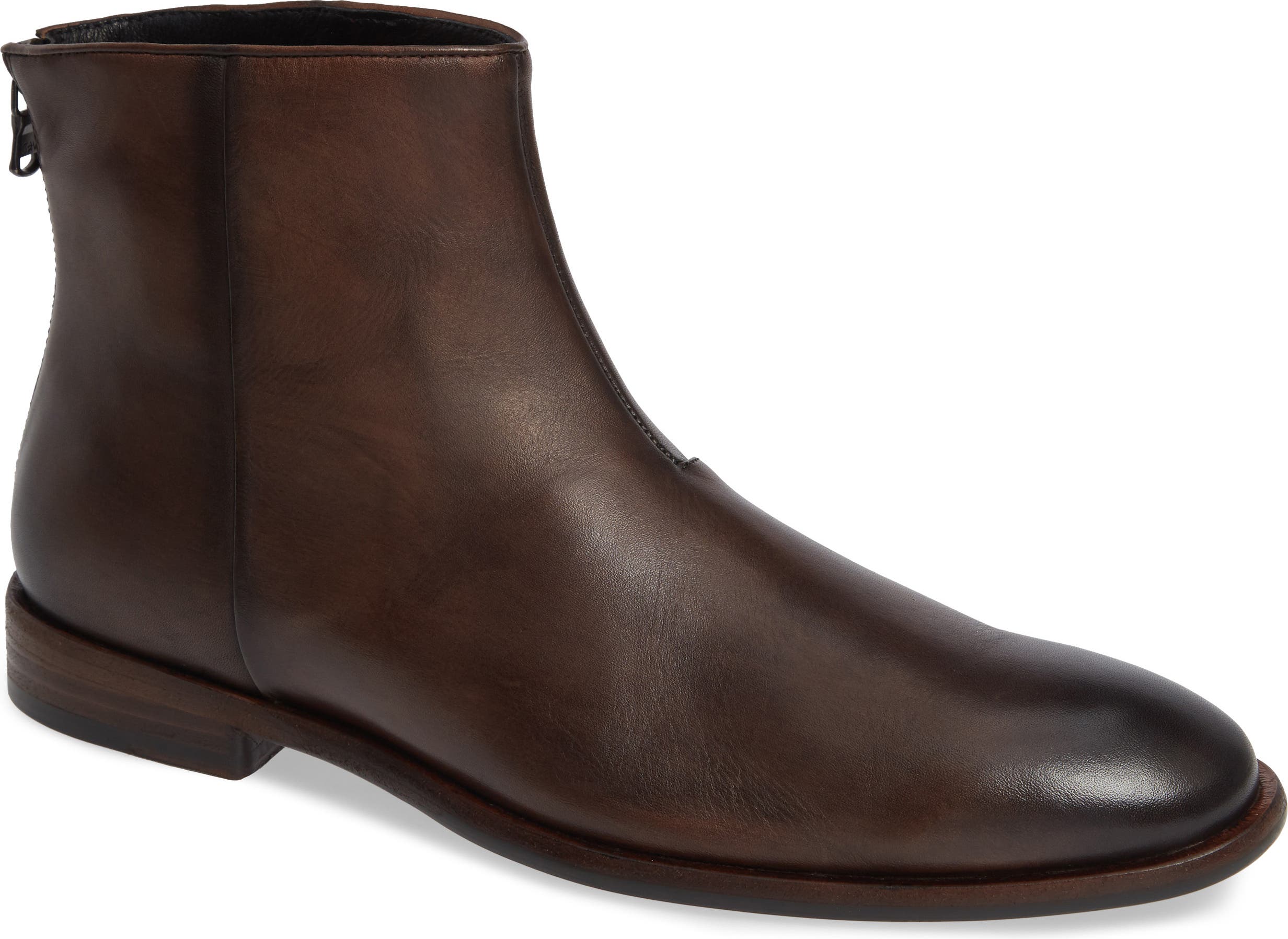 John Varvatos Mens NYC Back Zip Wood Brown Ankle BOOTS Size 10.5 for sale online 1621696